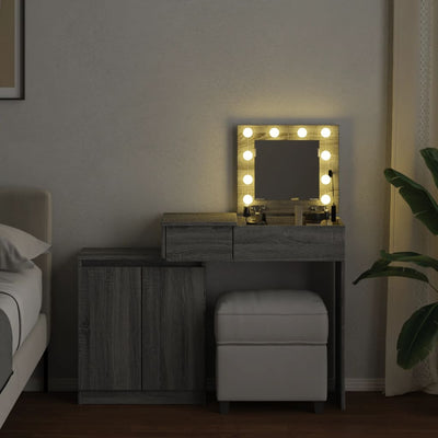 Peilipöytä LED-valoilla harmaa Sonoma 115x37x110,5 cm