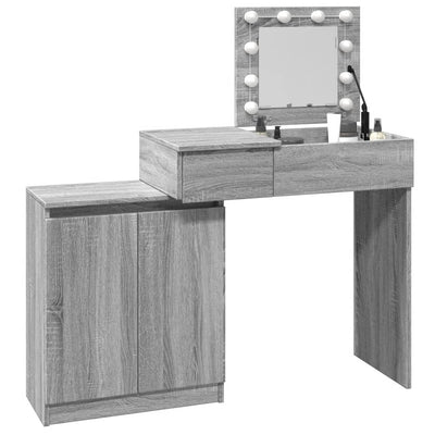Peilipöytä LED-valoilla harmaa Sonoma 115x37x110,5 cm