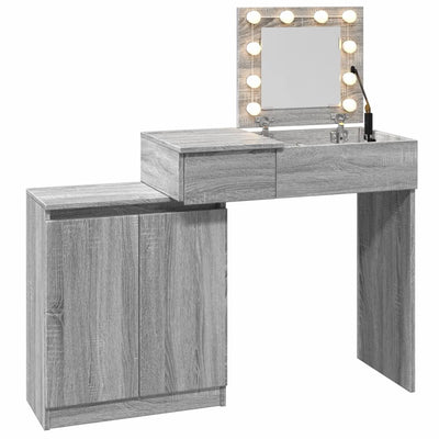 Peilipöytä LED-valoilla harmaa Sonoma 115x37x110,5 cm