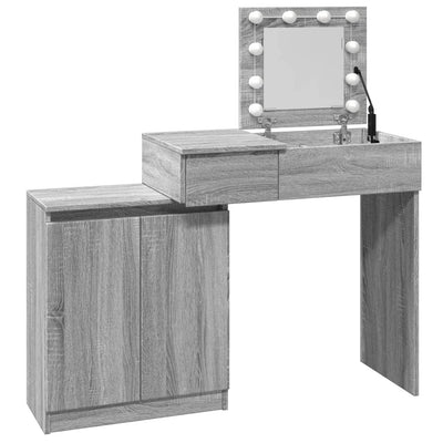 Peilipöytä LED-valoilla harmaa Sonoma 115x37x110,5 cm
