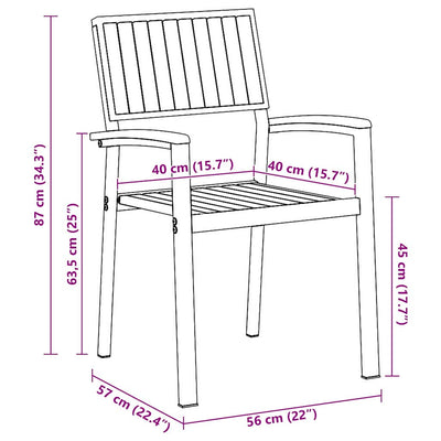 Ruskea puutarhan tuoli Tivoli 56x57x87cm (8 pcs, akaasiapuu)