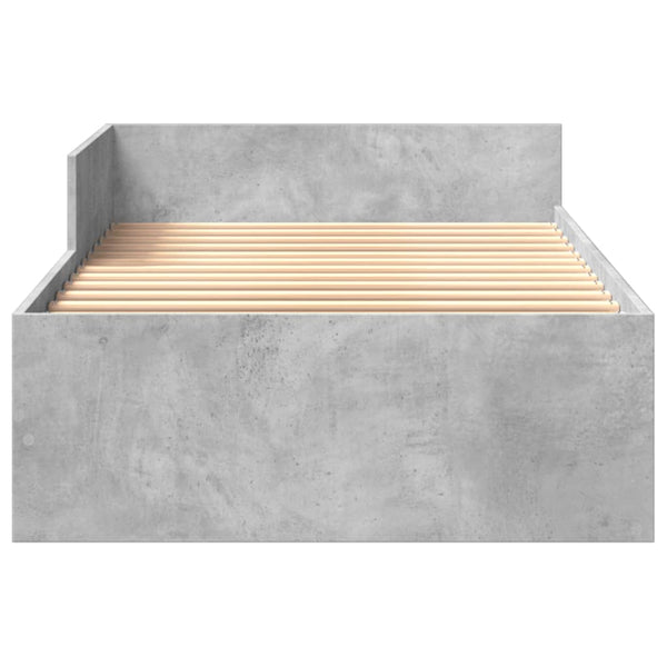 Sängynrunko betoninharmaa 90x200 cm tekninen puu