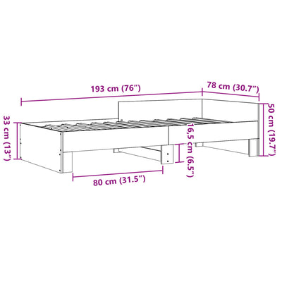 Sängynrunko harmaa Sonoma 75x190 cm tekninen puu