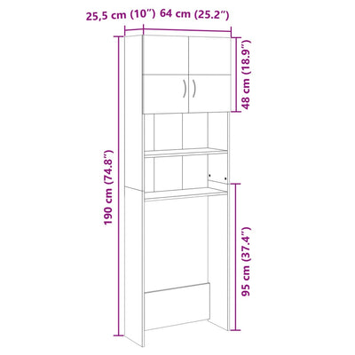 Pesukonekaappi sonoma tammi 64x25,5x190 cm lastulevy