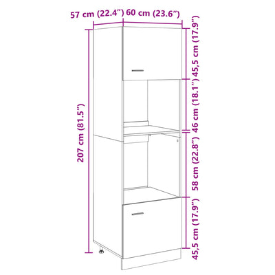 Sonoma-tammi mikroaaltouunin kaappi Pompilas 60x57x207cm (lastulevy)