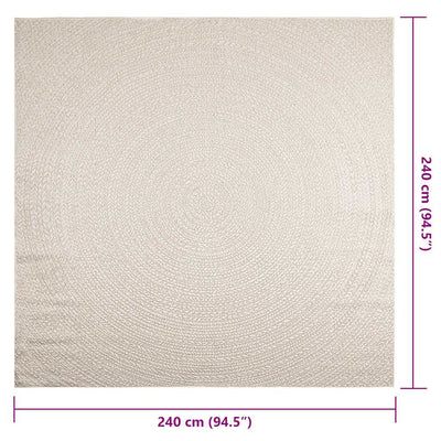Matto ZIZUR kermainen 240x240 cm juuttityyli sisä ulkokäyttöön