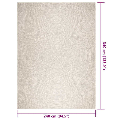 Matto ZIZUR kermainen 240x340 cm juuttityyli sisä ulkokäyttöön