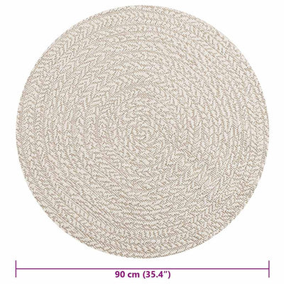 Matto ZIZUR kermainen Ø 90 cm juuttityyli sisä- ja ulkokäyttöön
