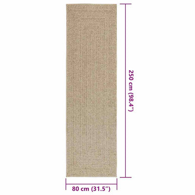 Matto ZIZUR beige 80x250 cm juuttityyli sisä- ja ulkokäyttöön
