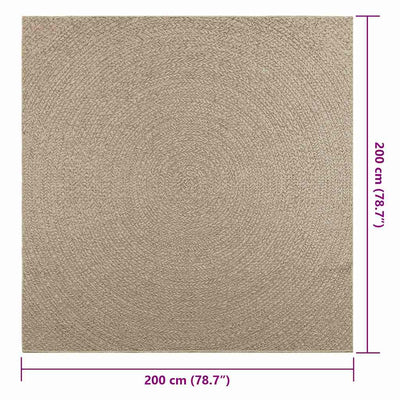 Matto ZIZUR beige 200x200 cm juuttityyli sisä- ja ulkokäyttöön