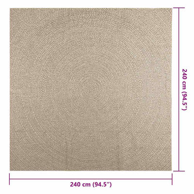 Matto ZIZUR beige 240x240 cm juuttityyli sisä- ja ulkokäyttöön