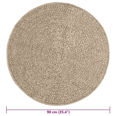 Matto ZIZUR beige Ø 90 cm juuttityyli sisä- ja ulkokäyttöön