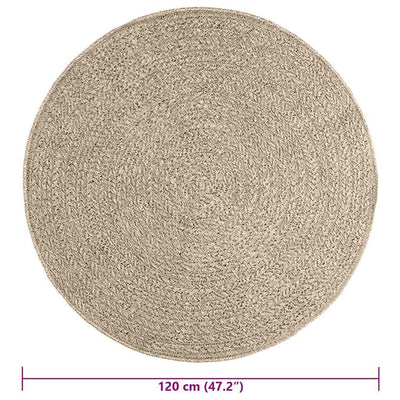 Matto ZIZUR beige Ø 120 cm juuttityyli sisä- ja ulkokäyttöön