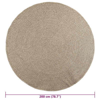 Matto ZIZUR beige Ø 200 cm juuttityyli sisä- ja ulkokäyttöön