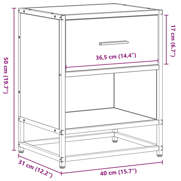 Harmaa yöpöydät Kispal 40x31x50cm (2 kpl sonoma puinen)
