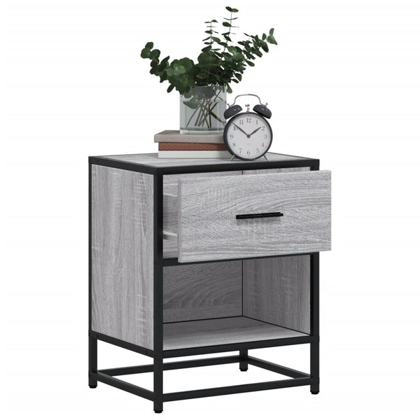 Harmaa yöpöydät Kispal 40x31x50cm (2 kpl sonoma puinen)
