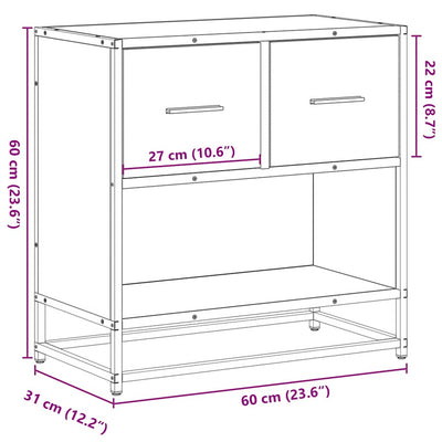 Yöpöytäkaappi sonoma tammi 60x31x60 cm suunniteltu puu metalli