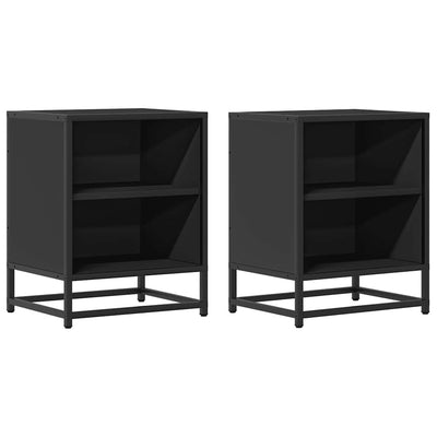 Yöpöydät 2 kpl musta 40x31x50 cm tekninen puu ja metalli