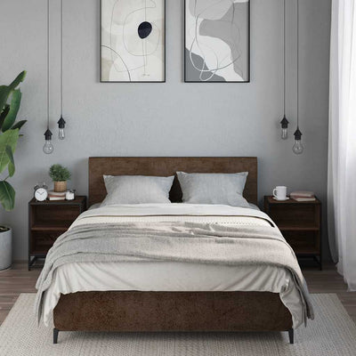 Ruskea yöpöytäkaapit Rochiana (2 kpl, tammi, suunniteltu puu ja metalli)