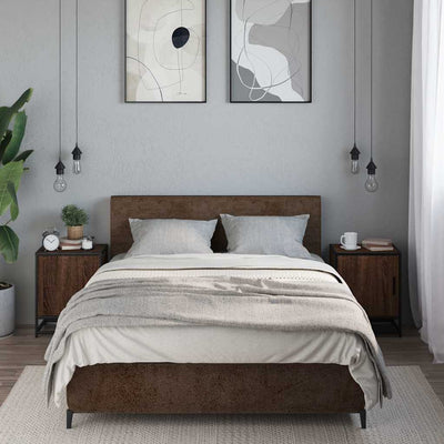 Ruskea yöpöytäkaapit Select (2 kpl, tammi, suunniteltu puu ja metalli)