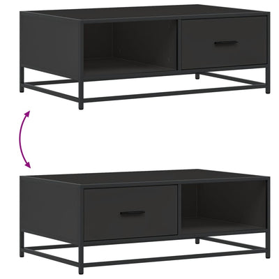 Sohvapöytä musta 90x57x35 cm tekninen puu ja metalli