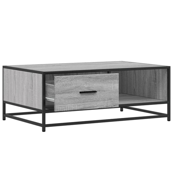 Sohvapöytä harmaa Sonoma 90x57x35 cm tekninen puu ja metalli