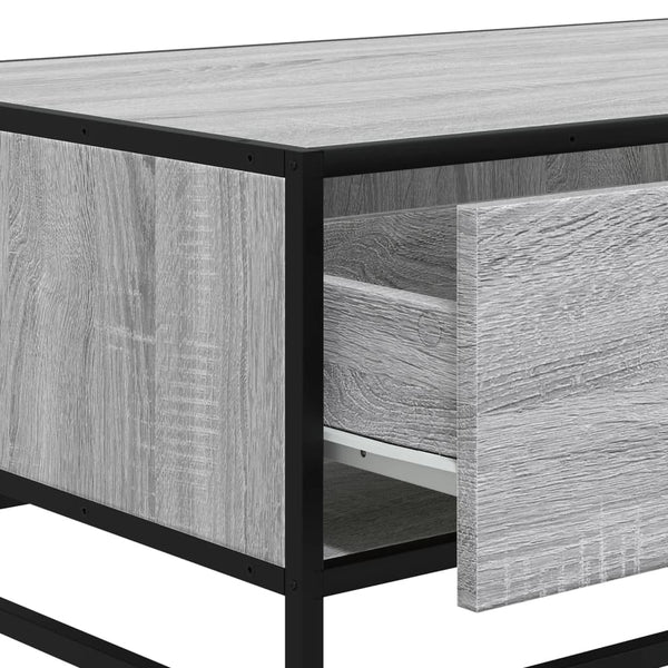 Sohvapöytä harmaa Sonoma 90x57x35 cm tekninen puu ja metalli