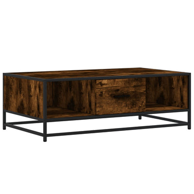 Sohvapöytä savutammi 100x57x35 cm tekninen puu ja metalli