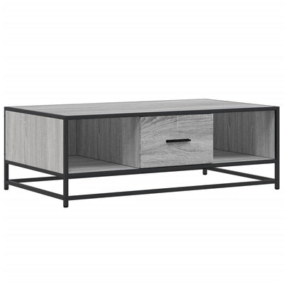 Sohvapöytä harmaa Sonoma 100x57x35 cm tekninen puu ja metalli