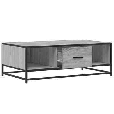 Sohvapöytä harmaa Sonoma 100x57x35 cm tekninen puu ja metalli