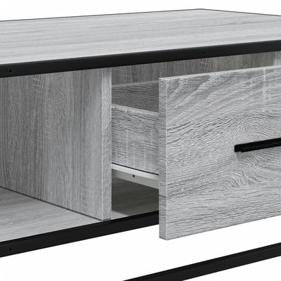 Sohvapöytä harmaa Sonoma 100x57x35 cm tekninen puu ja metalli