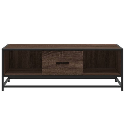 Sohvapöytä ruskea tammi 100x57x35 cm tekninen puu ja metalli
