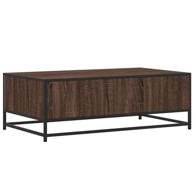 Sohvapöytä ruskea tammi 100x57x35 cm tekninen puu ja metalli