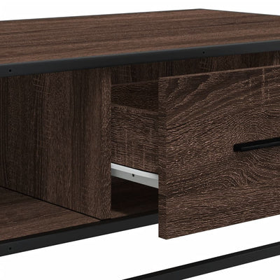 Sohvapöytä ruskea tammi 100x57x35 cm tekninen puu ja metalli