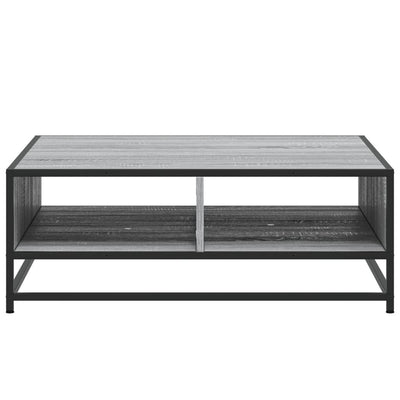 Sohvapöytä harmaa Sonoma 80x80x30 cm tekninen puu ja metalli