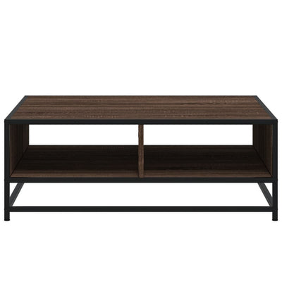 Sohvapöytä ruskea tammi 80x80x30 cm tekninen puu ja metalli