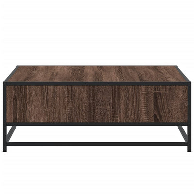 Sohvapöytä ruskea tammi 80x80x30 cm tekninen puu ja metalli