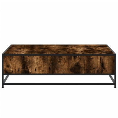 Sohvapöytä savutammi 100x100x30 cm tekninen puu ja metalli