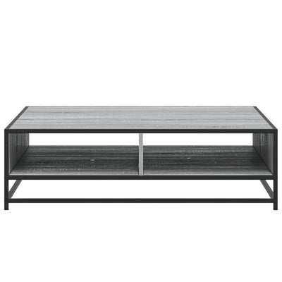 Sohvapöytä harmaa Sonoma 100x100x30 cm tekninen puu ja metalli