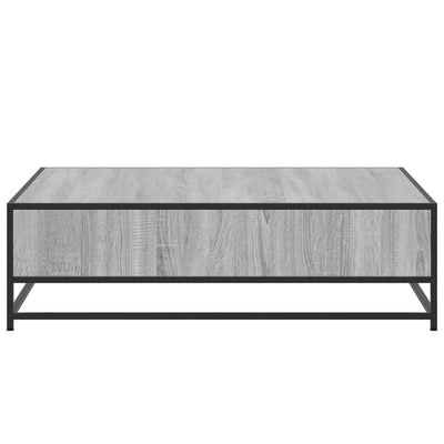 Sohvapöytä harmaa Sonoma 100x100x30 cm tekninen puu ja metalli