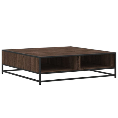 Sohvapöytä ruskea tammi 100x100x30 cm tekninen puu ja metalli