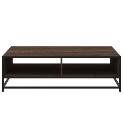 Sohvapöytä ruskea tammi 100x100x30 cm tekninen puu ja metalli