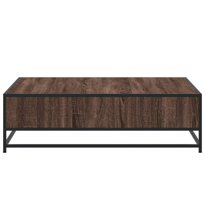 Sohvapöytä ruskea tammi 100x100x30 cm tekninen puu ja metalli