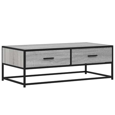 Sohvapöytä harmaa Sonoma 100x50x35 cm tekninen puu ja metalli