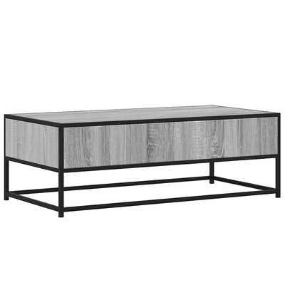 Sohvapöytä harmaa Sonoma 100x50x35 cm tekninen puu ja metalli