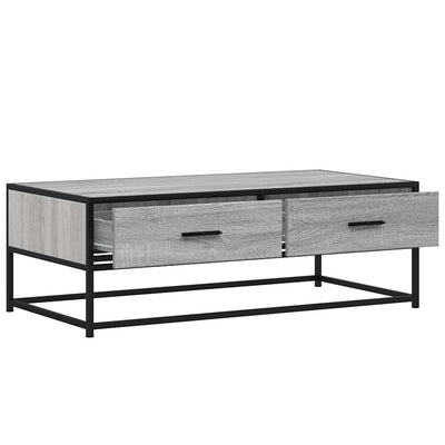 Sohvapöytä harmaa Sonoma 100x50x35 cm tekninen puu ja metalli