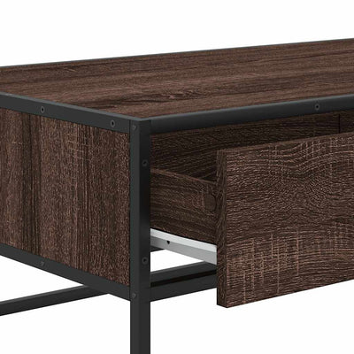 Sohvapöytä ruskea tammi 100x50x35 cm tekninen puu ja metalli