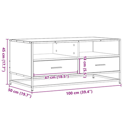 Sohvapöytä musta 100x50x45 cm tekninen puu ja metalli