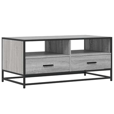 Sohvapöytä harmaa Sonoma 100x50x45 cm tekninen puu ja metalli