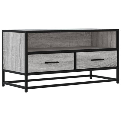 TV-taso harmaa Sonoma 80x34,5x40 cm tekninen puu ja metalli